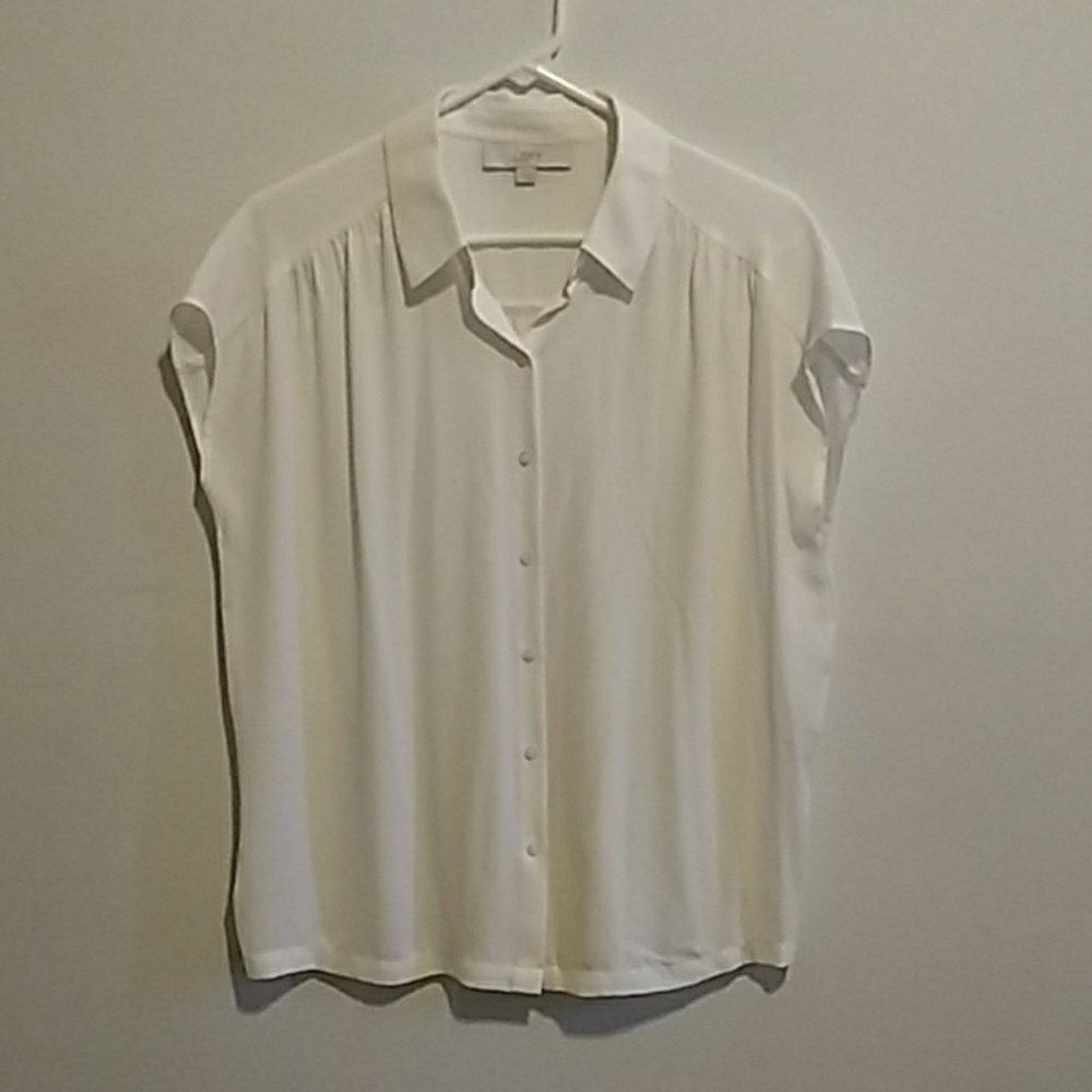 LOFT White Button Down Short Sleeve